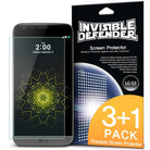 LG G5 Screen Protector | Invisible Defender - LG G5 Screen Protector - Invisible Defender 3+1 pack with a smartphone displaying a geometric wallpaper and product box.