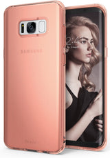 Galaxy S8 Plus Case | Air - Rose gold translucent protective phone case shown from the back and front.
