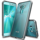Zenfone 3 Case | Fusion - Clear protective case on a teal Zenfone 3, showing front, back, and angled views.