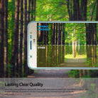 Galaxy J7 2016 [INVISIBLE DEFENDER] 3+1 Pack - Comparison showing clear screen protector vs duller alternative on a phone.