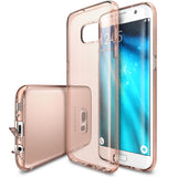 Galaxy S7 Edge Case | Air - Rose gold transparent protective phone case shown from back and side angles on a smartphone.