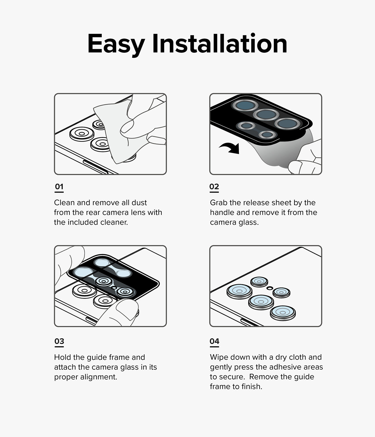 Galaxy A55 / A35 Camera Lens Frame Glass Protector - Easy Installation.