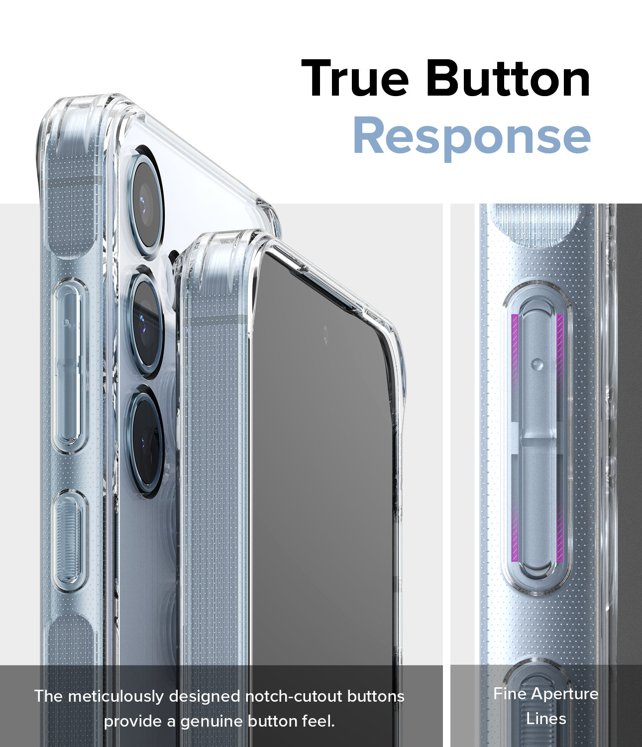 Galaxy A35 Case | Fusion - True Button Response. The meticulously designed notch-cutout buttons provide a genuine button feel. Fine Aperture lines.