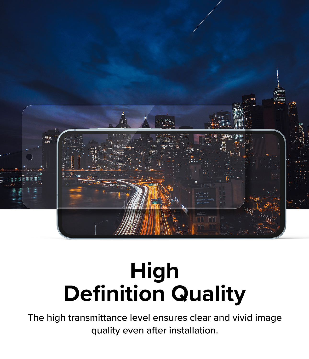 Galaxy A35 Screen Protector | Easy Slide Tempered Glass - High Definition Quality. The high transmittance level ensures clear and vivid image quality even after installation.
