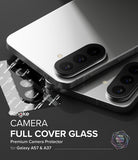 Galaxy A37 / A57 5G | Camera Glass 2P - Two silver smartphones with Ringke camera lens protectors applied.