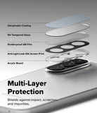 Galaxy A37 / A57 5G | Camera Glass 2P - Exploded view of five protective layers for a smartphone camera lens.