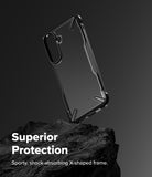 [Bundle] Galaxy A57 | Fusion-X - Galaxy A57 | Fusion-X - Black protective phone case with a rugged X-shaped frame balanced on a dark, textured rock.