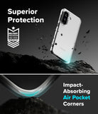 Galaxy A57 5G Case | Fusion - Clear phone case with military-grade protection and air pocket corners on rocky terrain.