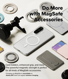 Galaxy A57 5G Case | Fusion Magnetic - Clear phone case with magnetic ring surrounded by various MagSafe accessories.