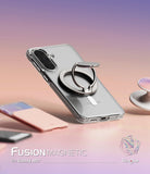 Galaxy A57 5G Case | Fusion Magnetic - Clear phone case with a built-in magnetic ring stand on a soft gradient background.