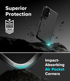 Galaxy A57 5G Case | Onyx - Black phone case with military-grade protection, debris, and air-pocket corner detail.
