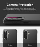 Galaxy A57 5G Case | Onyx - Comparison showing the Onyx case's raised camera bezel protection versus a standard flat case.