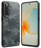 Galaxy A57 5G Case | Onyx - Black phone case with a textured grey camouflage pattern shown from front and back angles.