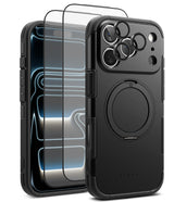 [Bundle] iPhone 17 Pro | Alles - Black protective phone case with MagSafe ring, screen protector, and camera lens covers.