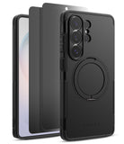 [Bundle] Galaxy S26 Ultra | Alles - Black protective phone case with integrated ring stand and screen protector layers.
