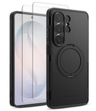 [Bundle] Galaxy S26 Ultra | Alles - Black protective phone case with integrated ring stand and two screen protectors.
