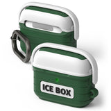 AirPods 3 Silicone Case | Ice Box - Green and white cooler-style silicone case for AirPods 3 with a black carabiner.