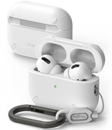 AirPods Pro 2 Case | Layered - Multiple AirPods Pro 2 cases in black, white, and purple displayed on geometric blocks.