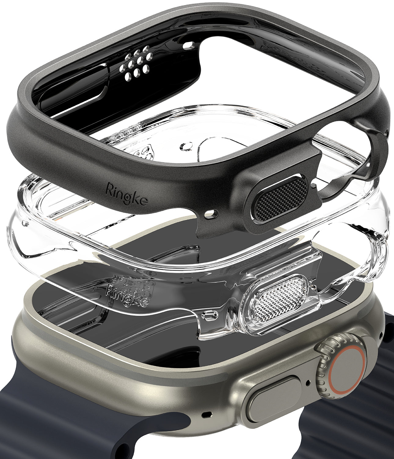 Apple Watch Ultra 2 / 1 Case | Slim - Clear & Titanium Black