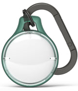 AirTag Case | Slim [1 Pack] - Floating clear AirTag cases with black carabiner against a white background.