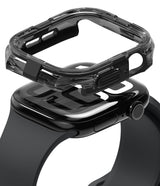 Apple Watch 11 / 10 (42mm) Case | Fusion Bumper - Transparent black protective bumper hovering above a black Apple Watch.