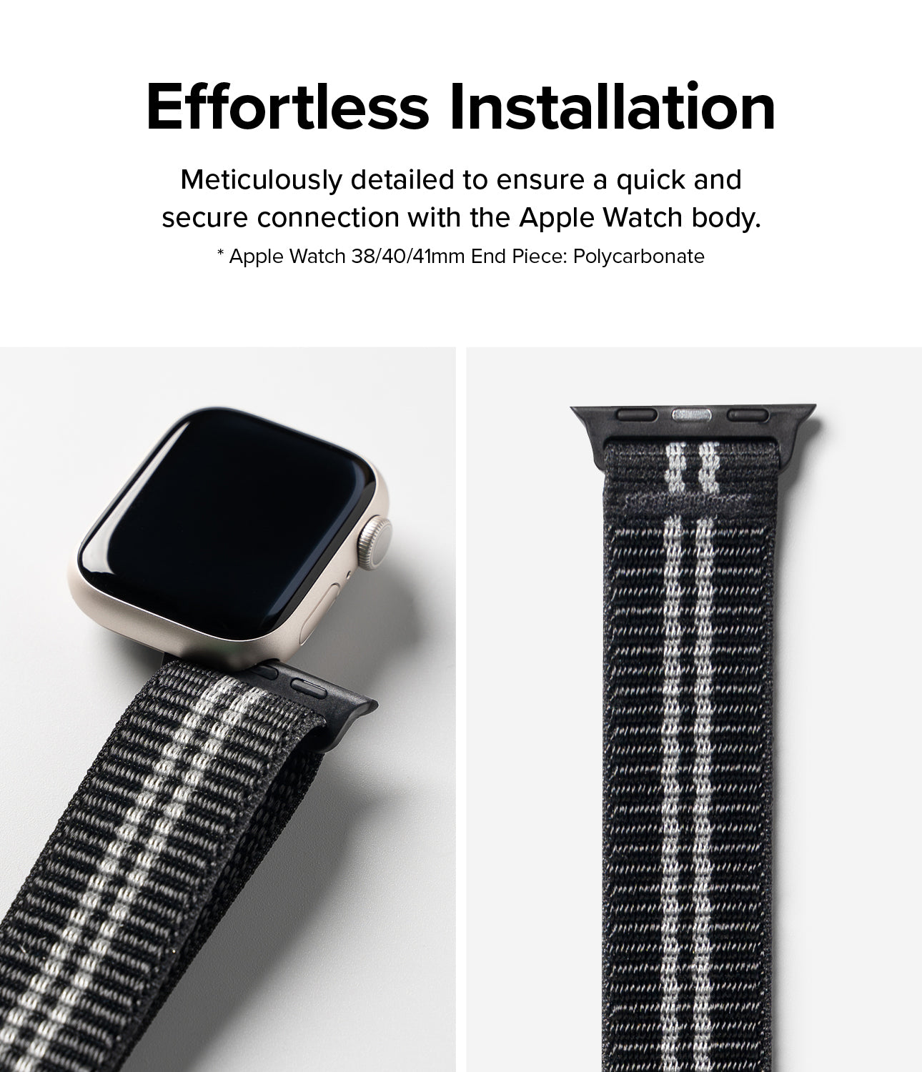 Apple Watch 41mm / 40mm / 38mm | Sports Air Loop Watch Band Black, Cream, White - Cooling sports watchband with the hook and loop fastener