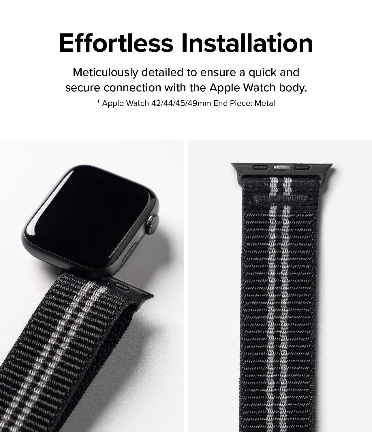 Apple Watch 49mm / 45mm / 44mm / 42mm | Sports Air Loop Watch Band Black, Olive, White - Cooling sports watchband with the hook and loop fastener