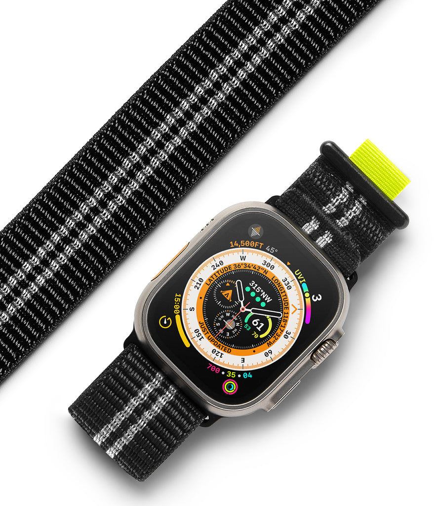 Apple Watch 49mm / 45mm / 44mm / 42mm | Sports Air Loop Watch Band Black, Olive, White - Cooling sports watchband with the hook and loop fastener