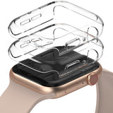 Apple Watch Series 6 / 5 / 4 / SE  (44mm) Case | Slim (2 Pack) - Apple Watch Series 6 / 5 / 4 / SE (44mm) Case | Slim (2 Pack) - Two clear protective cases stacked above a gold Apple Watch.