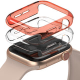 Apple Watch Series 6 / 5 / 4 / SE (40mm) Case | Slim (2 Pack) - Two transparent protective cases stacked above an Apple Watch.