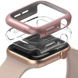 Apple Watch Series 6 / 5 / 4 / SE (40mm) Case | Slim (2 Pack) - Rose gold and clear protective watch cases stacked above.
