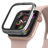 Apple Watch Series 6 / 5 / 4 / SE (40mm) | Premium Bezel Styling Silver + Black - Silver and black bezel hovering over watch.