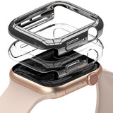 Apple Watch Series 6 / 5 / 4 / SE  (44mm) Case | Slim (2 Pack) - Apple Watch Series 6 / 5 / 4 / SE (44mm) Case | Slim (2 Pack) - Two transparent protective cases stacked above a gold watch.