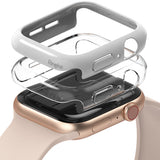 Apple Watch Series 6 / 5 / 4 / SE  (44mm) Case | Slim (2 Pack) - Apple Watch Series 6 / 5 / 4 / SE (44mm) Case - Two slim protective covers stacked above a gold Apple Watch.