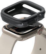 Apple Watch Series (41mm / 40mm) Case | Air Sports - A black protective case hovering above a beige Apple Watch.