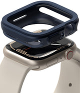 Apple Watch Series (41mm / 40mm) Case | Air Sports - Navy blue protective case hovering above a starlight Apple Watch.