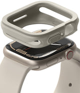Apple Watch Series (41mm / 40mm) Case | Air Sports - Beige protective case hovering above a matching Apple Watch.