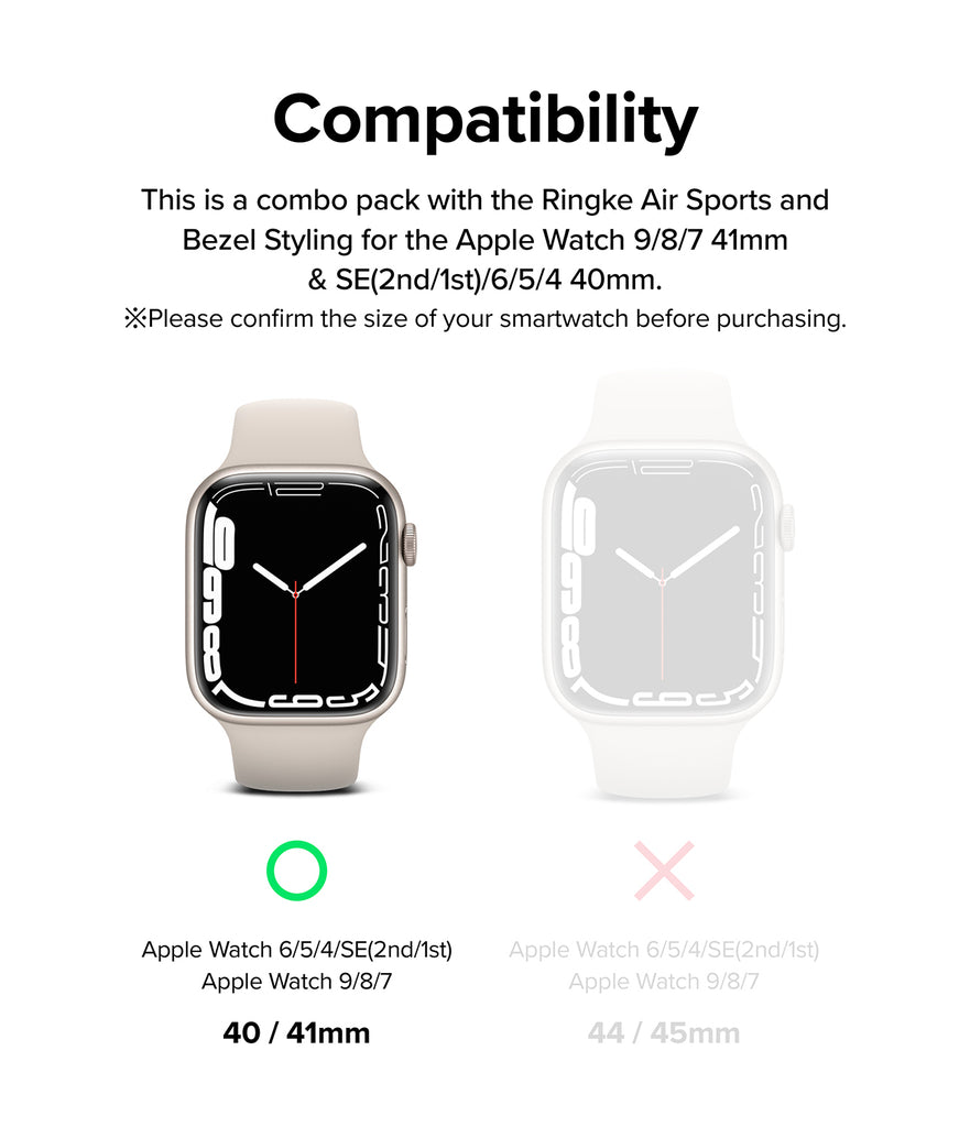 Apple Watch Series (41mm) & (40mm) | Air Sports (Black) + Bezel Styling 31 (Black)-Compatibility