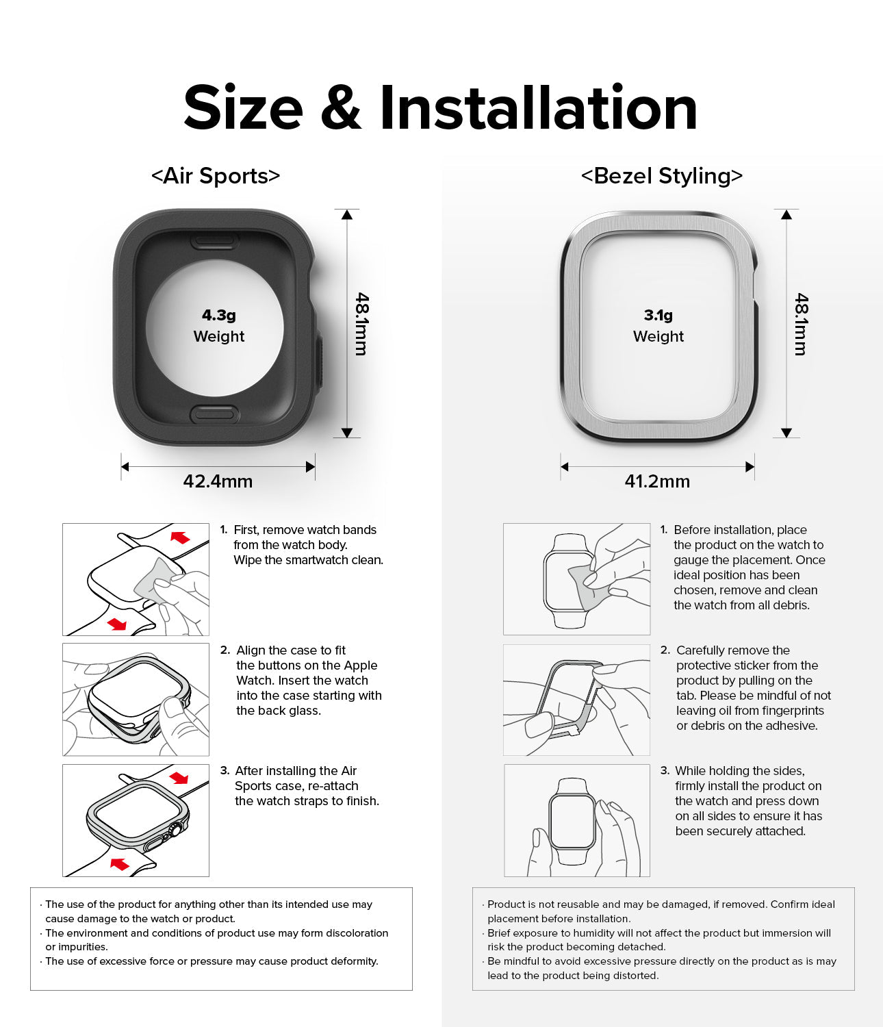 Apple Watch Series (45mm / 44mm) | Air Sports (Black) + Bezel Styling 30 (Silver)-Size and Installation