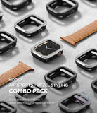 Apple Watch Series (45mm / 44mm) | Air Sports (Black) + Bezel Styling 30 (Silver)-By Ringke