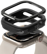 Apple Watch Series (41mm / 40mm) | Air Sports (Black) + Bezel Styling - Black protective case and bezel hovering over watch.