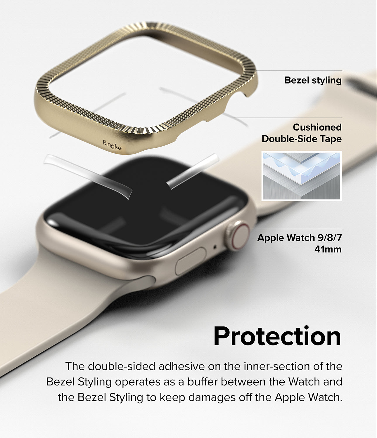 Apple Watch Series 41mm | Bezel Styling 41-43 | Matte Curve Gold-Protection