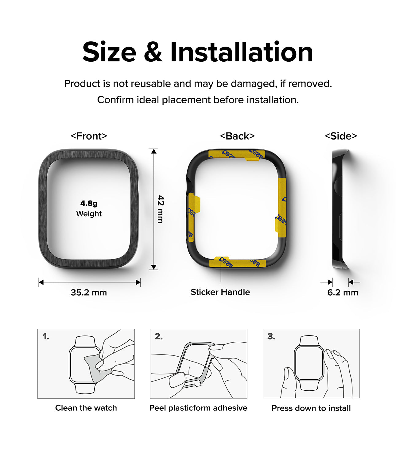 Apple Watch Series 41mm | Bezel Styling 41-51 | Hairline Black (Plain Pattern)-Size and Installation