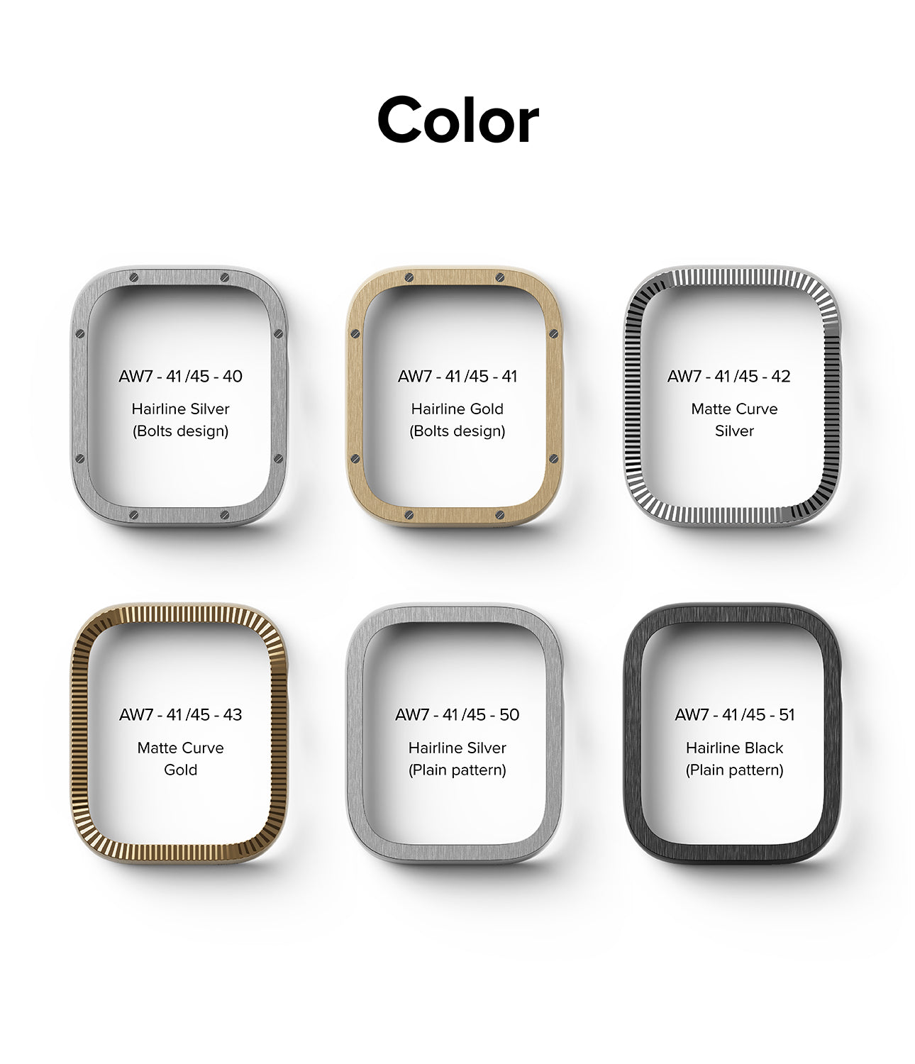 Apple Watch Series 41mm | Bezel Styling 41-51 | Hairline Black (Plain Pattern)-Colors