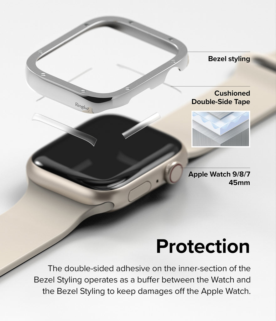 Apple Watch Series (45mm) | Bezel Styling 45-40 | Hairline Silver (Bolts Design)-Protection