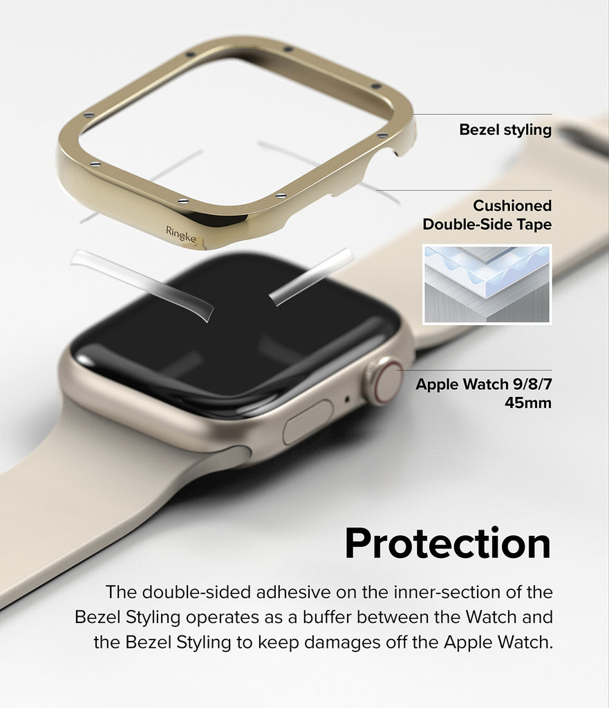 Apple Watch Series (45mm) | Bezel Styling 45-41 | Hairline Gold (Bolts Design)-Protection