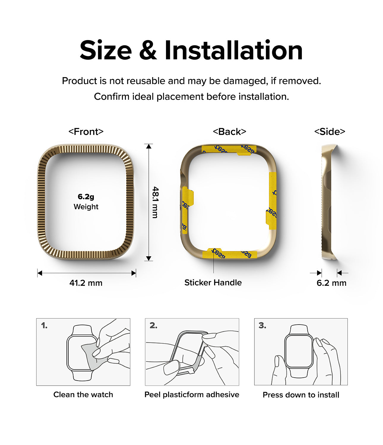 Apple Watch Series (45mm) | Bezel Styling 45-43 | Matte Curve Gold-Size and Installation