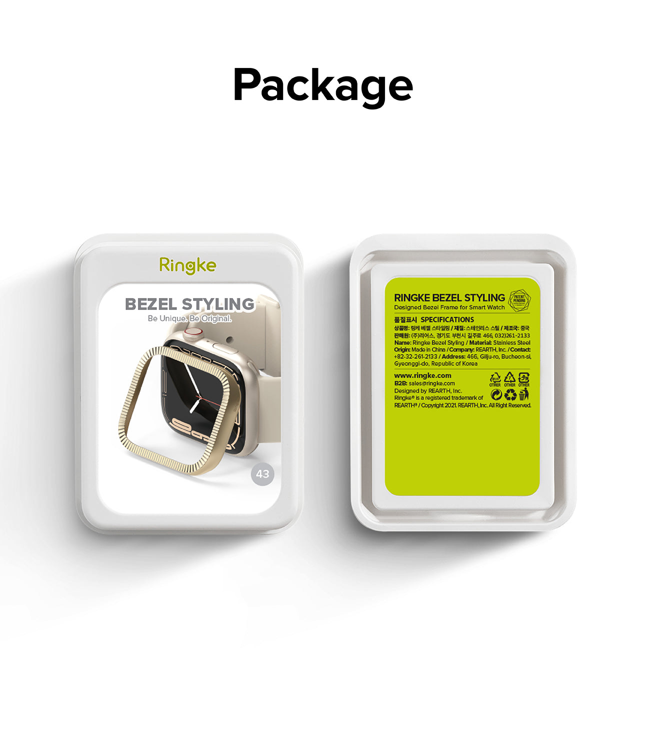 Apple Watch Series (45mm) | Bezel Styling 45-43 | Matte Curve Gold-Package