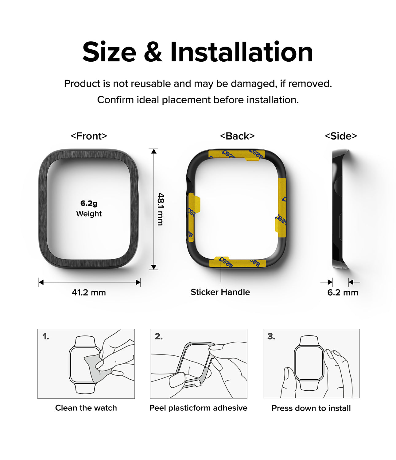 Apple Watch Series (45mm) | Bezel Styling 45-51 | Hairline Black (Plain Pattern)-Size and Installation