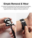 To remove the watchband from the watch body, push the buttons on the underside of the watch. 